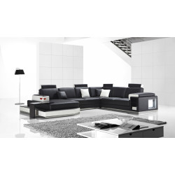 Divani Casa T2000 - Modern Bonded Leather Sectional Sofa With Light