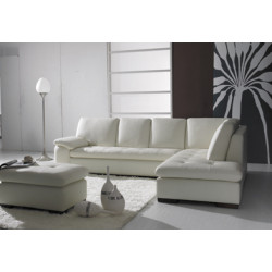 T23C  Contemporary White Sectional Sofa with ottoman