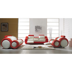 Divani Casa T 27 - Contemporary White and Red Leather Sofa Set