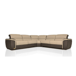 Dima Caracas Modern Taupe Full Italian Leather Sectional Sofa With Recliners