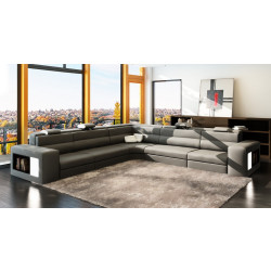 Divani Casa 5022C Modern Grey and White Bonded Leather Sectional Sofa