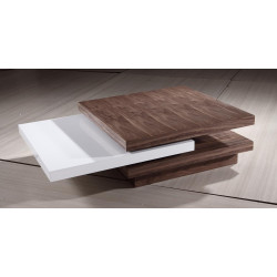 Modrest 4G038A Modern Wood Venner and White Rotating Coffee Table