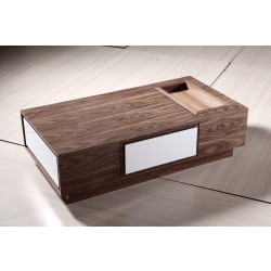 Modrest 4G063A Modern Wood Veneer and White Coffee Table