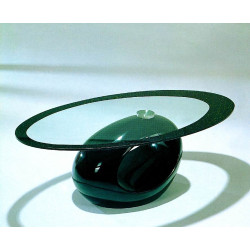 Modrest AC376 Contemporary Black Glass Top Oval Coffee Table