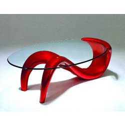 Modrest AC377 Contemporary Red Glass Top Coffee Table
