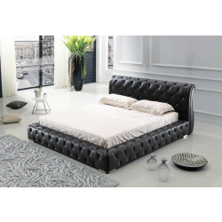 Modrest BL9041 Modern Black Leatherette w/ Crystals Bed