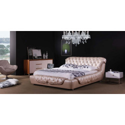 Modrest BL9045 Transitional Beige Leatherette w/ Crystals Bed