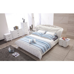 Modrest BL9052 Transitional White Leather Queen Bed