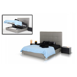 Modrest Messina - Modern Grey Eco Leather Bed with Lift Storage