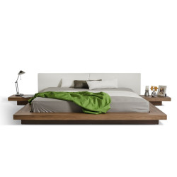 Modrest Opal Modern Low Profile Walnut Platform Bed