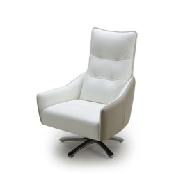 Divani Casa Pasadena Modern White and Taupe Leather Lounge Chair