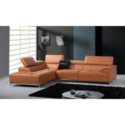 Divani Casa Citadel - Modern Orange Italian Leather Left Facing Sectional Sofa