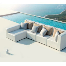 Renava Nicosia White Outdoor Small Sectional Sofa w/ Left Facing Chaise