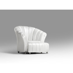 Divani Casa Seashell White Lounge Chair w/ Ottoman