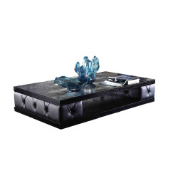 A&X Cecily Transitional Black Leatherette w/ Crystals Coffee Table