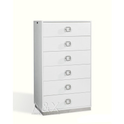 A&X Victoria - Modern White Crocodile Lacquer 6-Drawer Chest