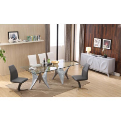 Modrest Fountain Modern Glass Top w/ Grey Base Dining Table