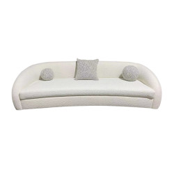 Modrest - Joshua Modern 4-Seater Curved White and Taupe Fabric Sofa