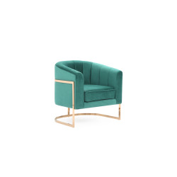 Modrest Trask Modern Green Velvet & Rosegold Accent Chair