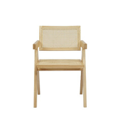 Modrest Aurora Modern Light Rattan and Natural Ash Dining Arm Chair