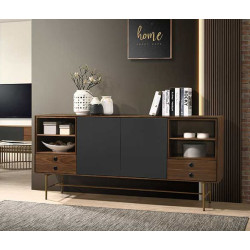 Modrest Bronson Mid-Century Modern Walnut & Grey Buffet