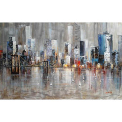 Modrest Absract City Harbor Oil Painting