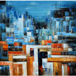 Modrest Abstract Blue & Orange Oil Painting