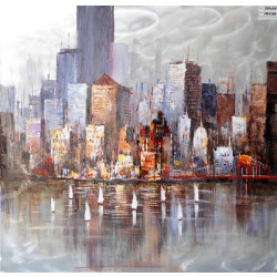Modrest City Harbor Oil Painting