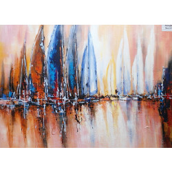 Modrest Abstract Sailboats Oil Painting