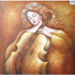Modrest Woman & Cello Oil Painting