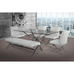 Modrest Adderley Modern Stainless Steel w/ Glass Top Dining Table