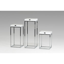 A&X AK911 3-Piece White Crocodile Nesting Table Set