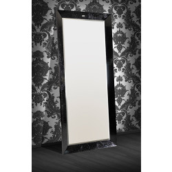 A&X Regal - Modern Black Crocodile Lacquer Mirror