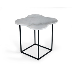 Modrest Aleidy - White Marble + Black Metal End Table