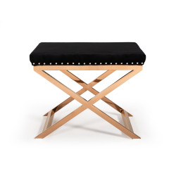 Modrest Alexia Modern Black Velvet & Rosegold Stool