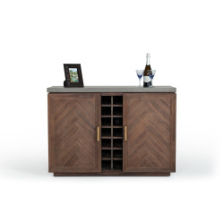 Modrest Amos Modern Concrete & Acacia Wine Cabinet