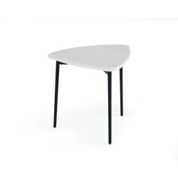 Modrest Andros - White Marble + Black Metal End Table