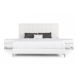 Nova Domus Angela - Italian Modern White Eco Leather Bed w/ Nightstands