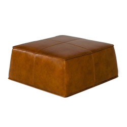Divani Casa April -  Modern Camel Leather Square Ottoman