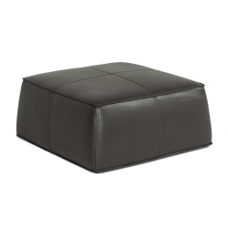 Divani Casa April - Modern Dark Grey Leather Square Ottoman