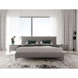 Nova Domus Aria - Italian Modern Multi Grey Bed and Two Nightstands