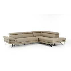 David Ferrari Aria - Italian Modern Grey Leather Right Facing Sectional Sofa
