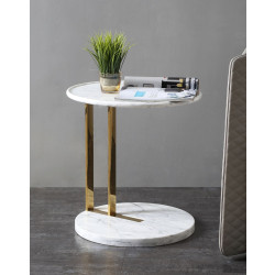 Modrest Aries - Contemporary White Marble & Gold End Table