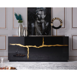 Modrest Aspen - Modern High Gloss Black & Gold Buffet