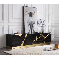 Modrest Aspen - Modern Black & Gold TV Stand
