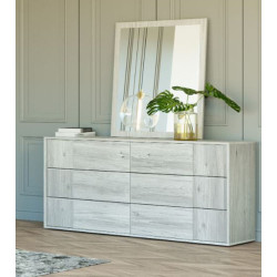 Nova Domus Asus - Modern Italian White Washed Dresser & Mirror Set