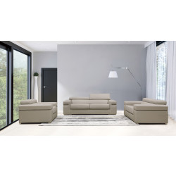 Divani Casa Atlantis Modern Light Grey Bonded Leather Sofa Set
