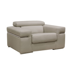 Divani Casa Atlantis - Modern Light Grey Vegan Leather Accent Chair