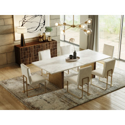 Modrest Auer - White Marble & Gold Dining Table