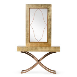 A&X Aversa - Gold Crocodile Console Table & Mirror